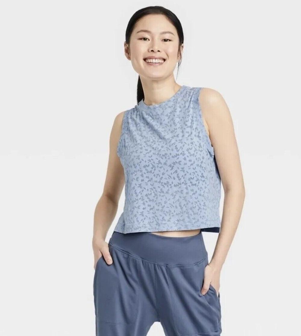 All in Motion Women's Crop Active Tank Top - Light Blue XXL NWT